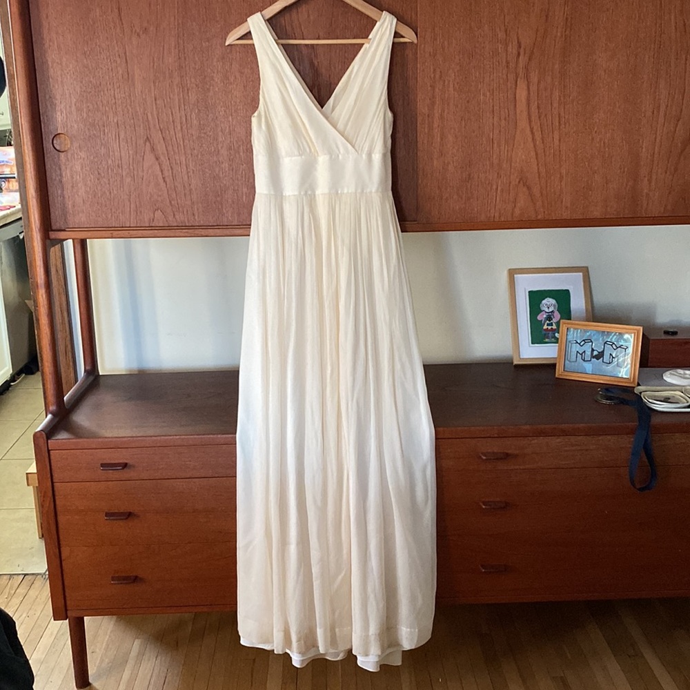J Crew silk off white wedding dress. Size 6P. - Picture 6 of 12